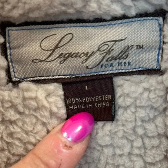 Legacy Falls for Her Sherpa Faux Suede Soft Warm Vest Women Size L Brown Cream - Picture 2 of 3